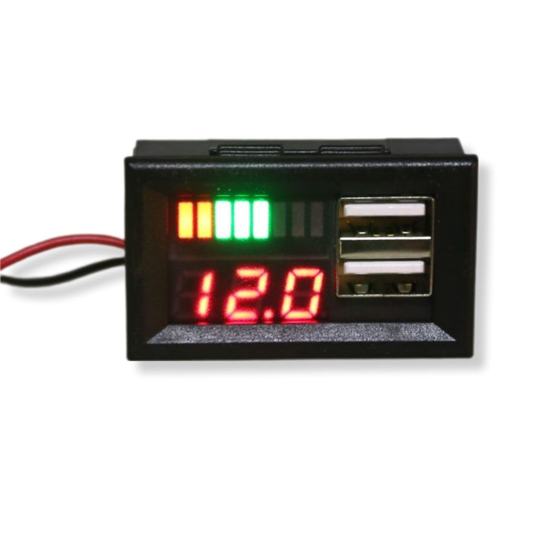 12V Akü Voltmetresi USB Çıkışlı