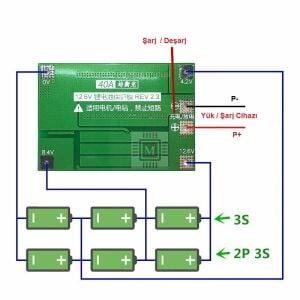 3S 40A Balanslı Lityum Batarya BMS