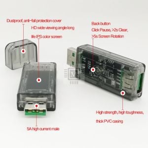 USB 5A Tester Renkli IPS Ekran Pil Kapasite Ölçer