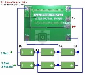 3S 40A 12.6V Lityum Batarya BMS (Balanssız)