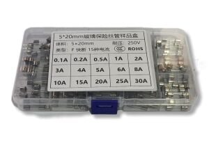 5*20 Cam Sigorta Seti Kutulu 15 Çeşit (100mA-30A) Toplam 150 Adet (250V)