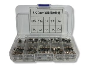 5*20 Cam Sigorta Seti Kutulu 10 Çeşit (250mA-20A) Toplam 100 Adet (250V)