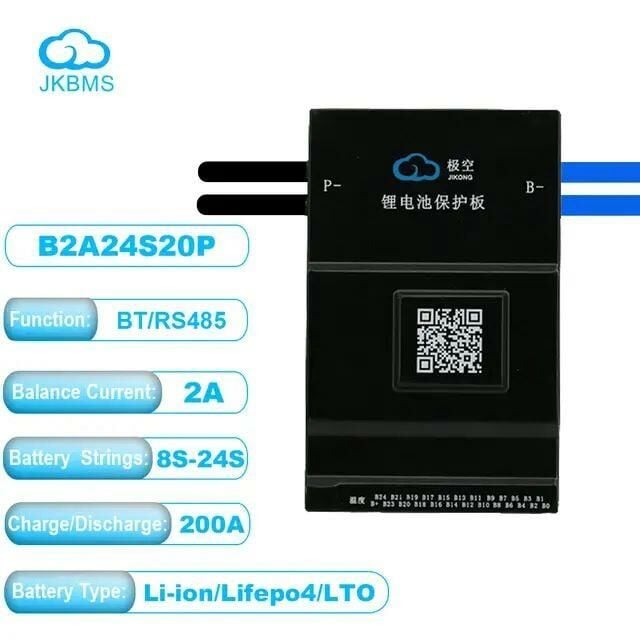 JK Smart BMS 8S-24S 200A Deşarj - 2A Aktif Balans - Bluetooth - Lion - LiFePO4 - LTO ( JK-B2A24S20P )