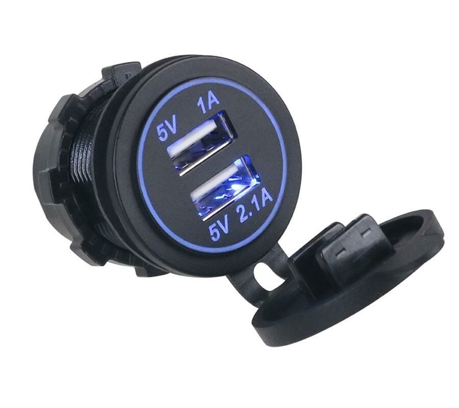 USB Şarj Portu 2 Çıkışlı Silikon Kapaklı 12-32V Giriş