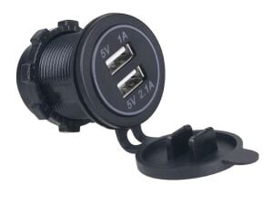 USB Şarj Portu 2 Çıkışlı Silikon Kapaklı 12-32V Giriş
