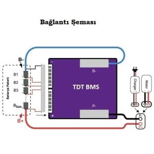 TDT 16S 40A Balanslı Lityum Batarya BMS (on off kontaklı)