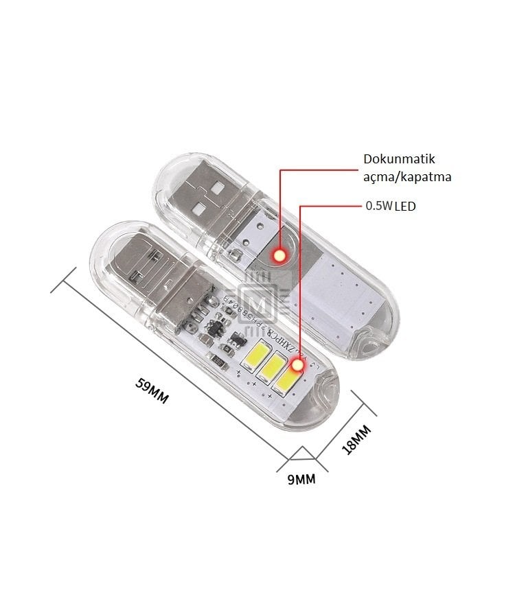 MELTİS 3 LEDLİ DOKUNMATİK AÇ KAPA USB STICK AYDINLATMA