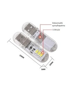 MELTİS 3 LEDLİ DOKUNMATİK AÇ KAPA USB STICK AYDINLATMA