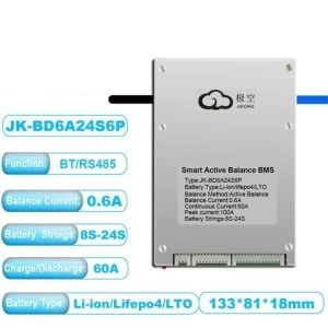 JK Smart BMS 8S-24S 60A Deşarj - 600mA Aktif Balans - Bluetooth - Lion - LiFePO4 - LTO ( JK-BD6A24S6P )