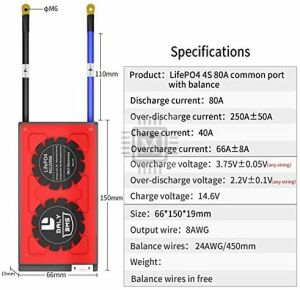 DALY 4S 80A Balanslı LiFePO4 Batarya BMS