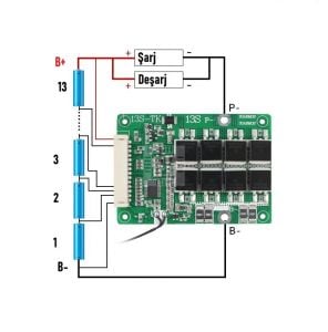 XR 13S 30A 54.6V Balanslı Lityum Batarya BMS