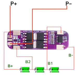 OLT 3S 20A (12.6V) Lityum Batarya BMS (Mor PCB)