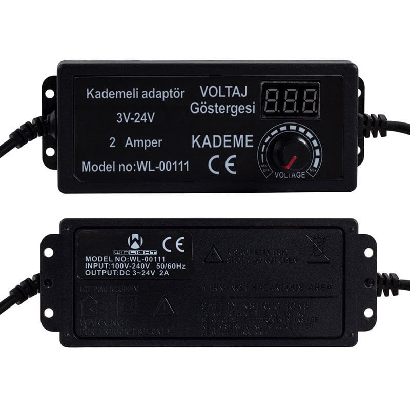 3V-24V 2A KADEMELİ  5.5*2.5mm UÇLU ADAPTÖR