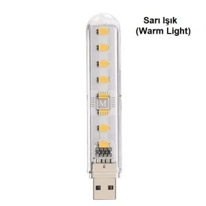 MELTIS 8 LEDLİ USB LED STICK AYDINLATMA - Gün Işığı (Sarı)