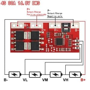 4S 30A (16.8V) Lityum Batarya BMS (Balanssız)