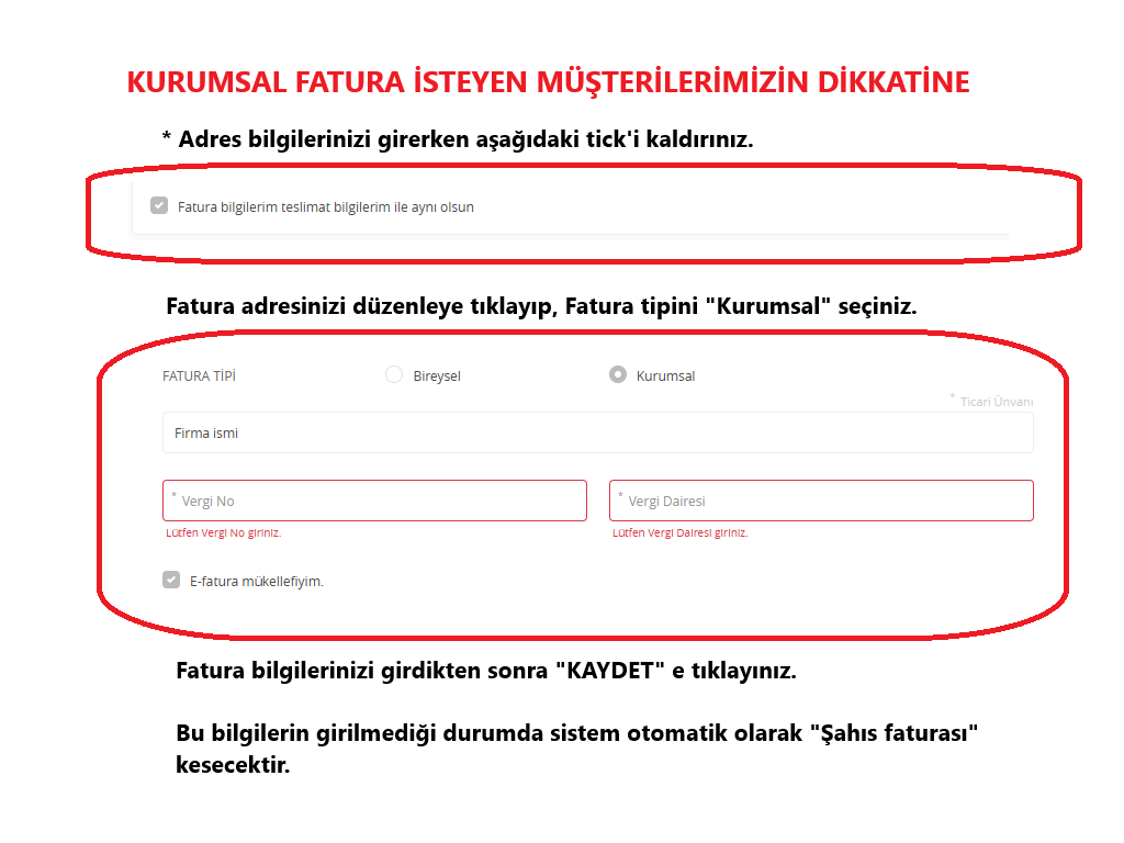Fatura Tipi Seçimi